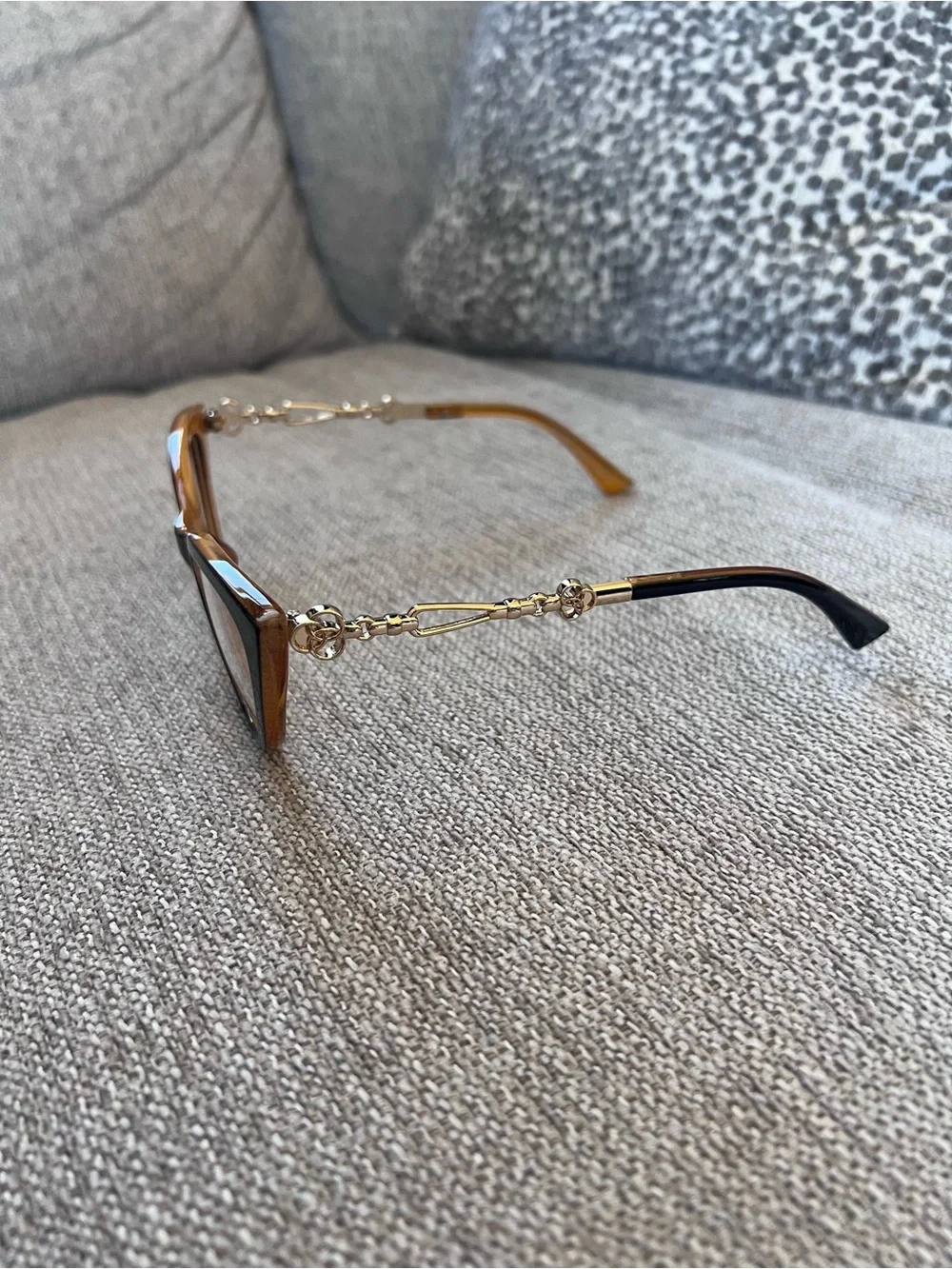 CHANEL Black and Gold Cat-Eye Glasses
